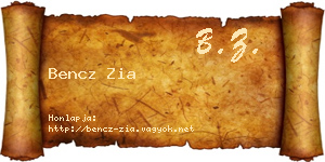 Bencz Zia névjegykártya